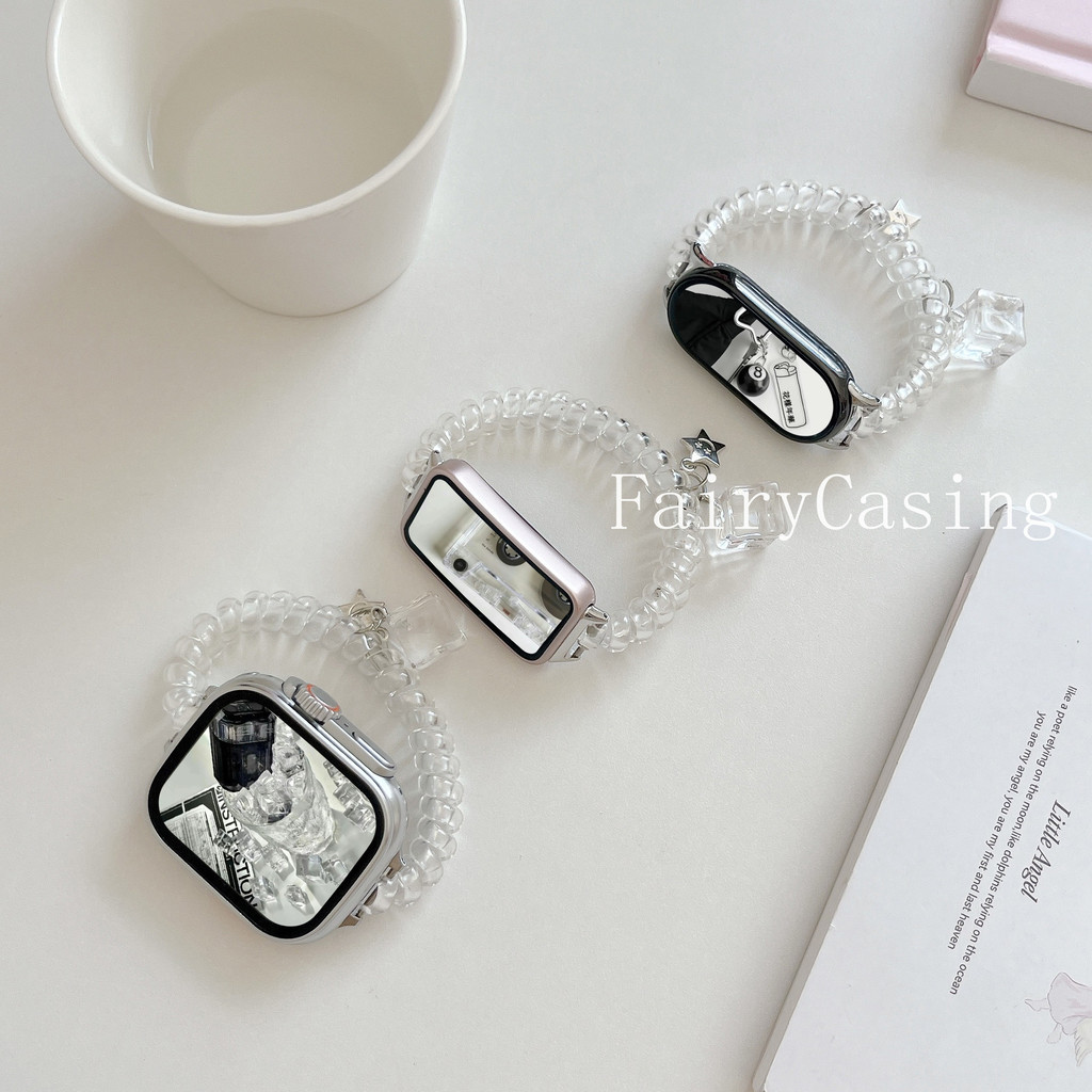 Dây đeo đồng hồ trong suốt có thể thu vào cho Mi Band 10 9 8 7 5 6 4 3 Vòng đeo tay đàn hồi Dây đeo cổ tay thể thao cho Miband 10pro