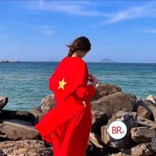 [2/9]Khăn Cờ Việt Nam - Khăn Quàng Đỏ Ngôi Sao Vàng Nhũ Da 2 Lớp–Khăn yêu nước Phụ Kiện Diễu Hành,Quốc Khánh 2/9