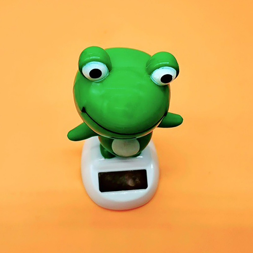 Bobble Head Ếch Chạy Bằng Năng Lượng Mặt Trời Trang Trí Xe Hơi Dễ Thương Lắc Đầu Trang Trí Hoạt Hình Bảng Điều Khiển Trang Trí Cửa Sổ pomervn