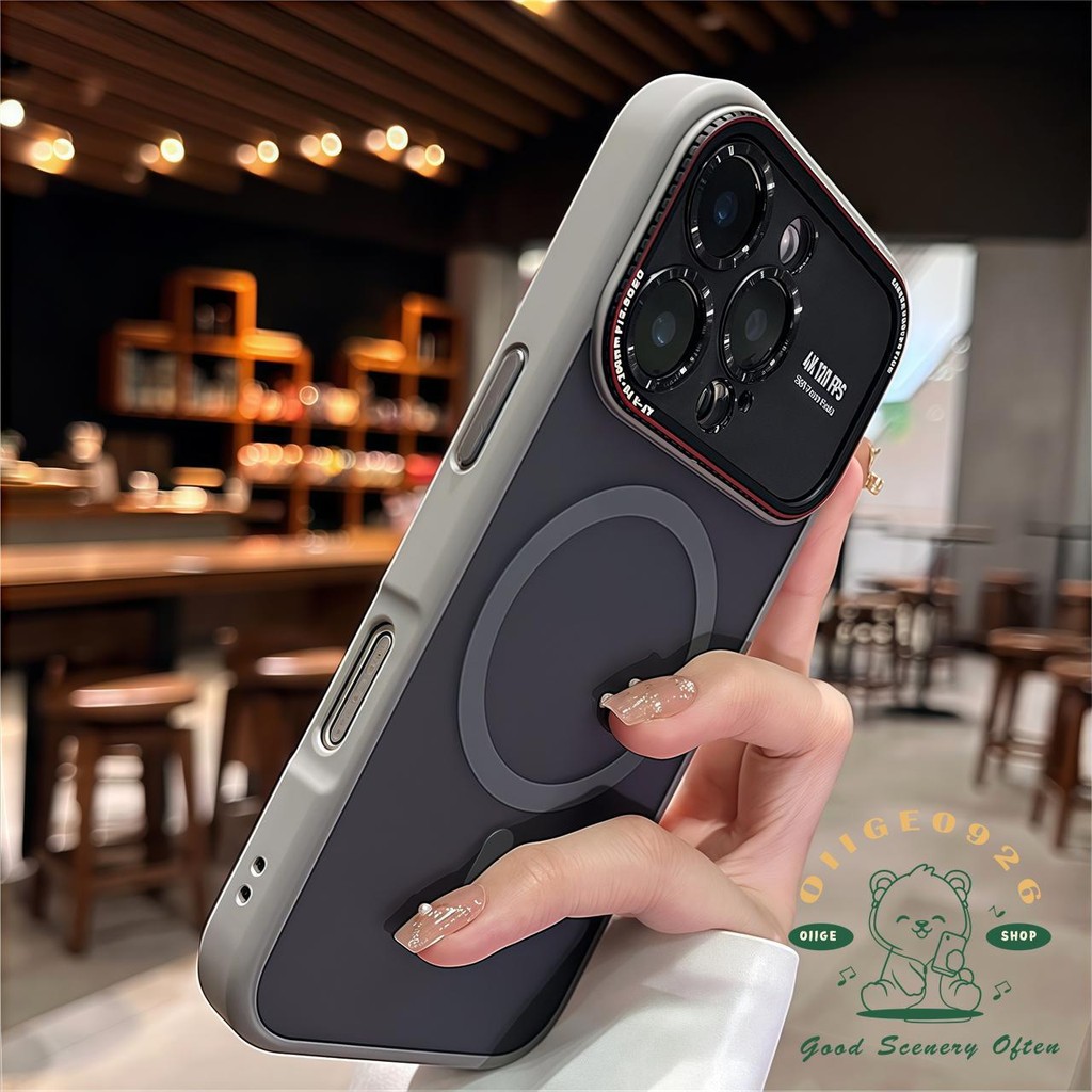 Lycra Cửa sổ lớn từ tính Vỏ điện thoại iphone16 Pro Max 15 14 vỏ cho vỏ iPhone Vỏ mềm silicon TPU Acrylic chống sốc