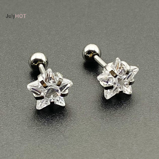 Julyhot 316L Thép Không Gỉ Xoắn Ngôi Sao Bông Tai Nữ 1 Xu Hướng Zircon Lobe Tai Sụn Trang Sức Phụ Kiện Cơ Thể Massivedeals