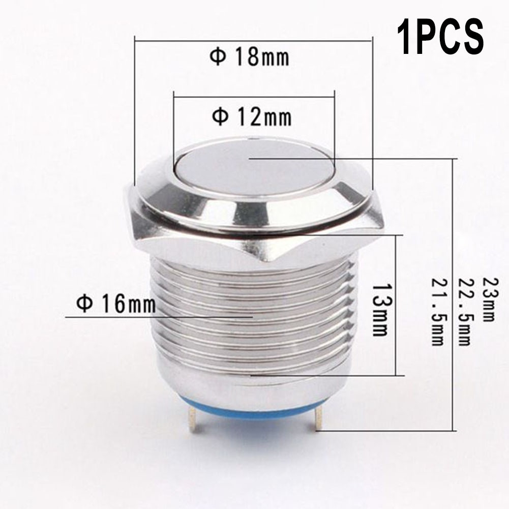 Luvn12v 16mm Nút nhấn chống nước bằng kim loại tạm thời KHÔNG có công tắc còi khởi động bằng đồng thau