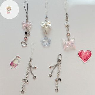 TWE 1 Hạt Dễ Thương Handmade Cô Gái Ngọt Ngào Móc Khóa Cho IP 11 Camera Y2K Tình Yêu Ngôi Sao Năm Cánh Điện Thoại Ch Mặt Dây Chuyền VN