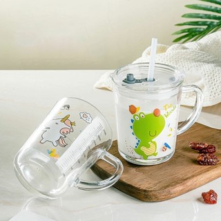 Cốc Chia Vạch Thuỷ Tinh Cốc Pha Sữa Cho Bé Có Ống Hút Silicon Dùng Cho Bé Tập Uống 400ml SUNND