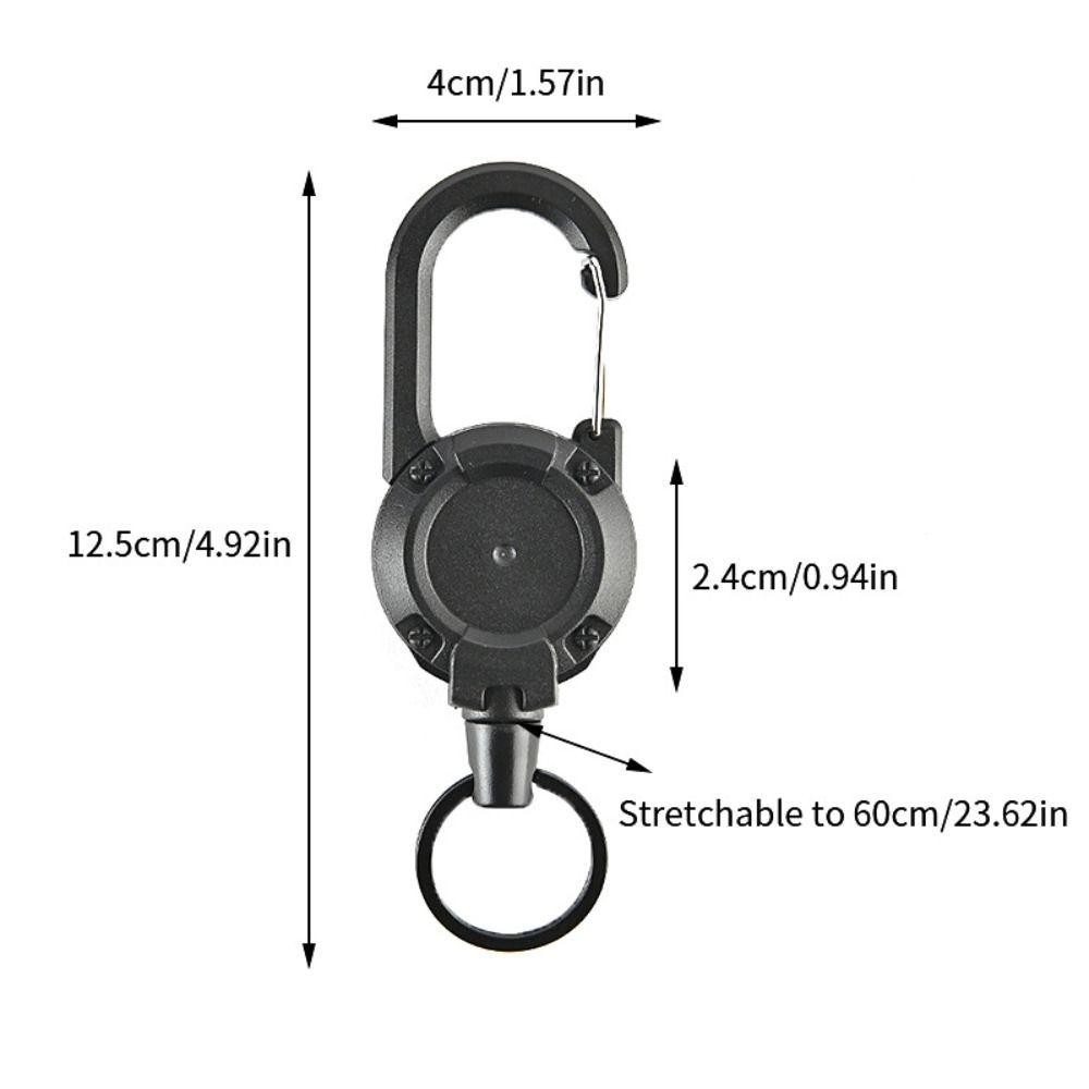 Kéo cuộn Carabiner với dây đàn hồi thu vào dễ dàng, móc chìa khóa và khóa dây thép chịu lực cao, phù hợp sử dụng ngoài trời.