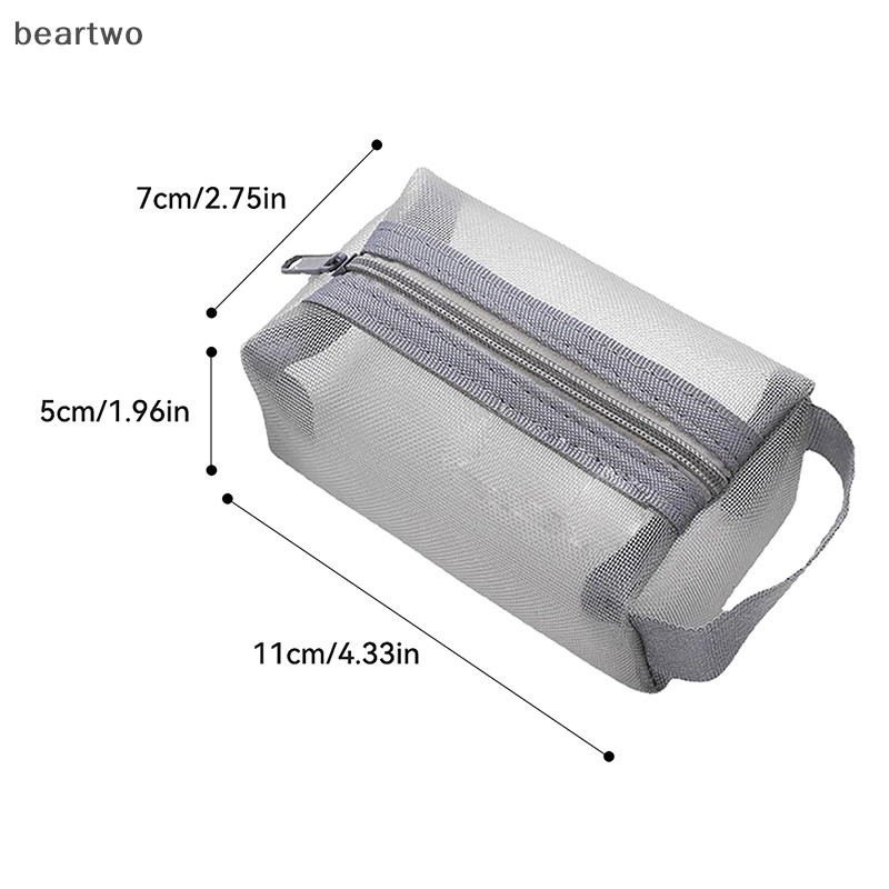 < Beartwo > Túi trang điểm lưới vuông nhỏ bằng Nylon đơn giản Ví đựng tiền xu ba chiều Key ID Thẻ tín dụng Túi đựng thẻ tín dụng Lưới dây kéo Túi lưu trữ đẹp