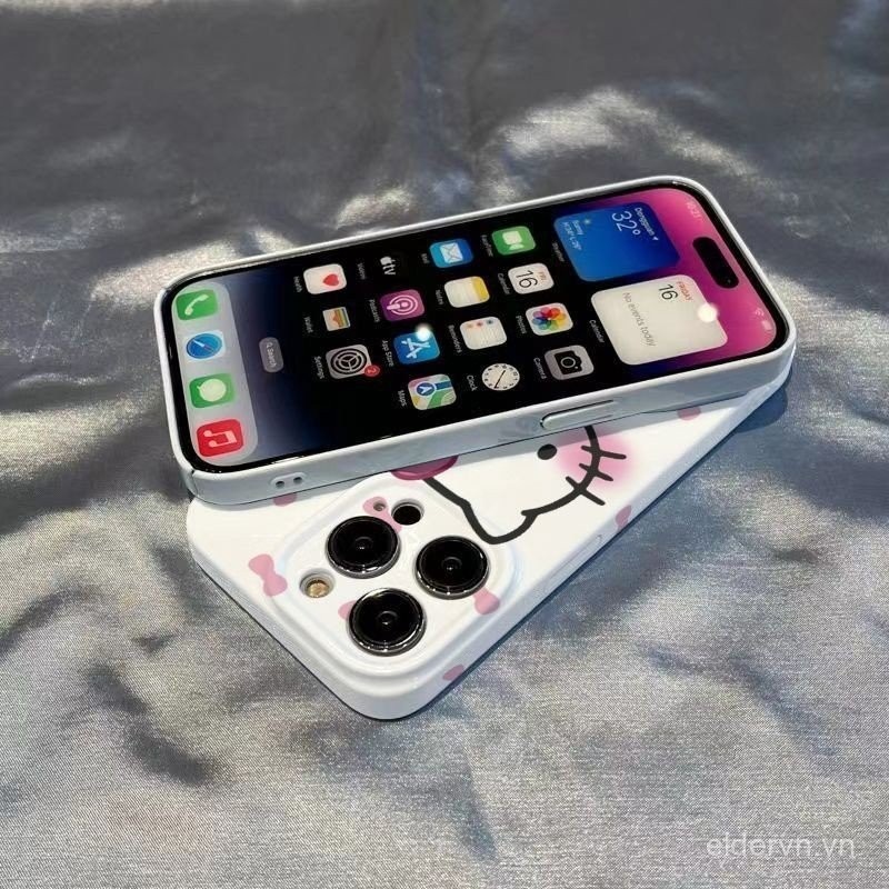 Ốp điện thoại QYJS đầu Hello Kitty đơn giản dùng cho IPhone 11 12 PRO 13 14 15 ProMax 7 8 plus 14 15 PLUS XR XR XSMAX SE phim Ốp Cứng mẫu mới Ốp bảo vệ PC P4YP