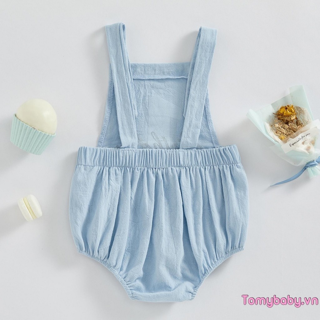 Áo liền quần in số và chữ cái cho bé Bộ áo liền quần dây thun đáng yêu mùa hè