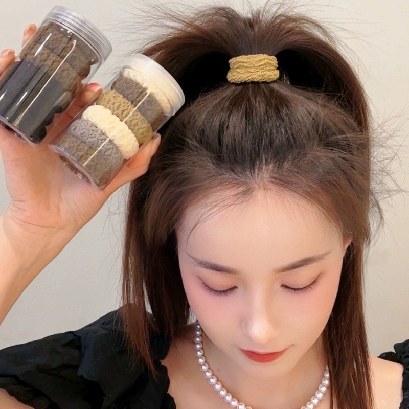 Set 6 Hộp Dây Buộc Tóc Dây Cao Su Đuôi Ngựa Cao Đàn Hồi Cao Dày  Đơn Giản Thời Trang Hàn Quốc - Phụ Kiện Tóc