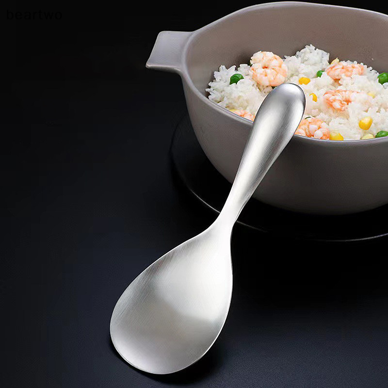 < Beartwo > Thìa Cơm Inox Dày Phong Cách Nhật Bản Tay Cầm Dài Nồi Cơm Thìa Buffet Phục Vụ Muỗng Dụng Cụ Nhà Bếp Cho Gia Đình Đẹp