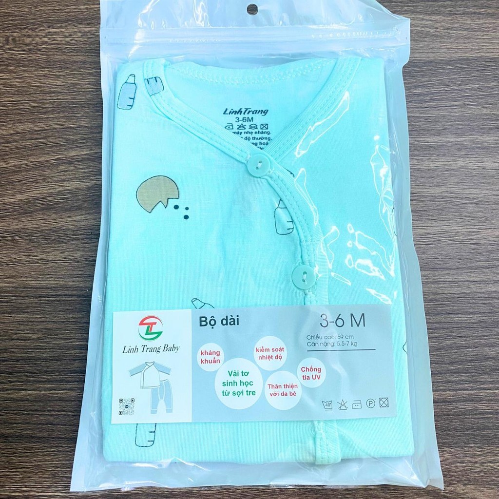 (Set 3 - Set 5) Bộ dài tay màu thun lạnh TP cho bé mềm mịn in hoạ tiết cho bé sơ sinh 3-9kg DL004 Đậu Đậu Store