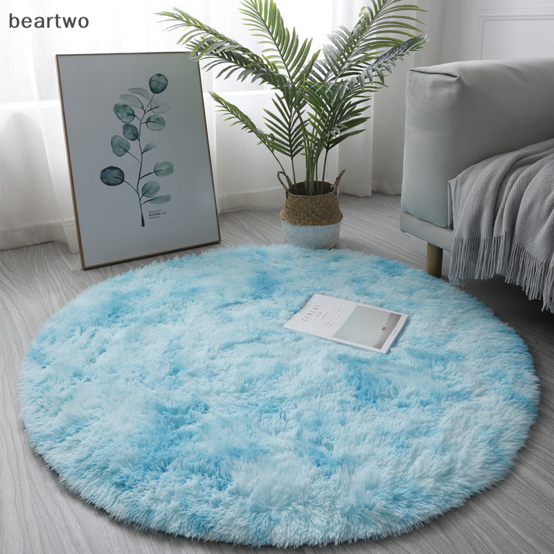 < Beartwo > Thảm trải giường lông cừu giả mềm hình tròn có thể giặt được bằng len Thảm đầu giường đẹp