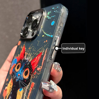 ibumpers ốp lưng Iphone đẹp Hàn quốc mèo graffiti in hình ốp điện thoại IMD cứng trơn chống bẩn chống sốc cho Iphone 15 14 12 13 11 pro max