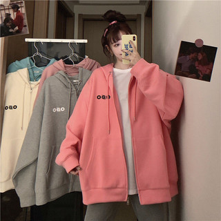 Áo khoác hoodie kéo khóa hợp thời trang xuân thu phong cách Hàn Quốc