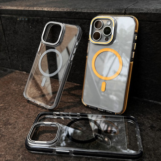 Ốp bảo vệ trong suốt khung kim loại sang trọng cho iPhone 16 15 14 13 12 Pro Max có sạc từ tính cao cấp cảm giác iPhone 11 Vỏ cứng bảo vệ chống sốc chống va đập
