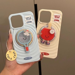 Sáng Tạo Cầu Lông Bóng Bàn Từ Đứng Ốp lưng Cho iPhone15 14 13 12 11 Pro Max Vỏ Chống Sốc Bảo Vệ camera Silicon Mềm Lưng
