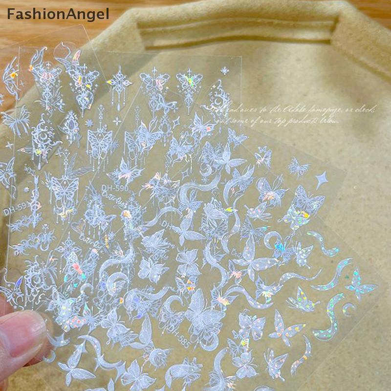 FashionAngel Laser Dazzling Aurora Shape Paings Miếng Dán Móng Tay Tăng Cường Dính Đề Can Móng Tay Phụ Kiện TH