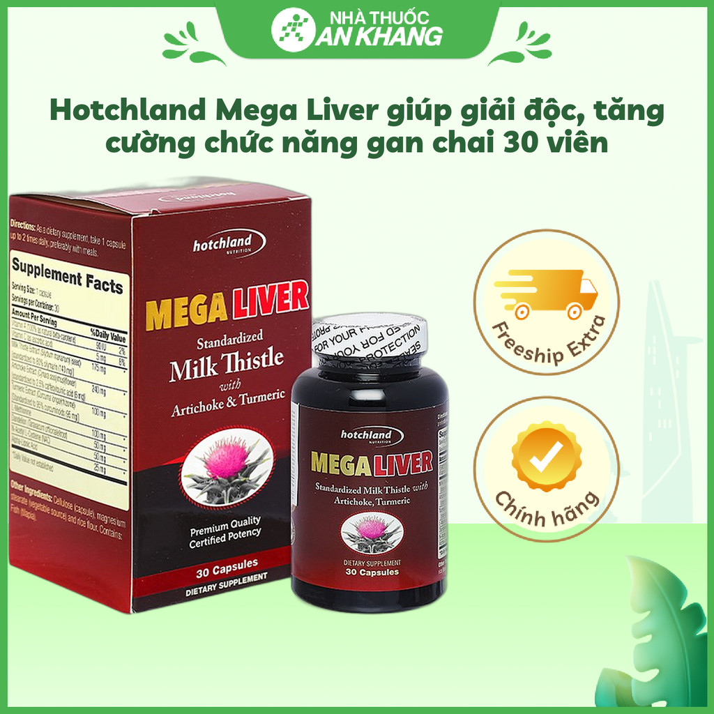 Hotchland Mega Liver giúp giải độc, tăng cường chức năng gan chai 30 viên