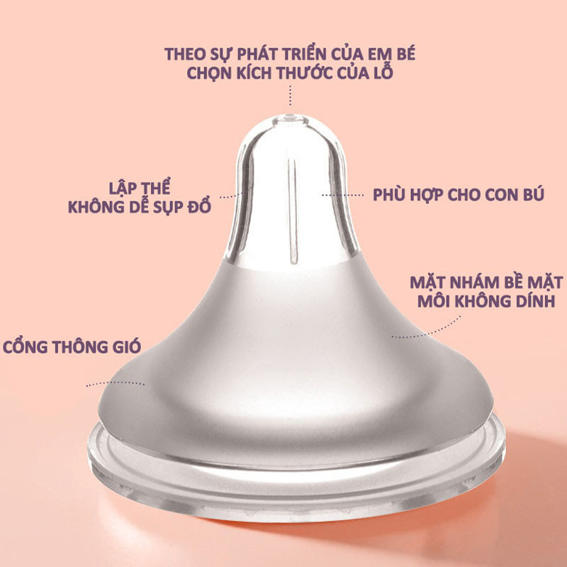 Núm xoắn ốc Núm ti siêu mềm Núm ti cổ rộng/hẹp thay thế cho bình sữa Cổ rộng silicone mềm núm vú núm vú silicon mờ
