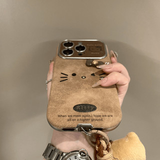 Ốp điện thoại hình dòng cửa sổ lớn sang trọng KT Cat cho iPhone16 15 14 13 12 Pro Max Vỏ bảo vệ camera chống sốc Vỏ lưng mềm
