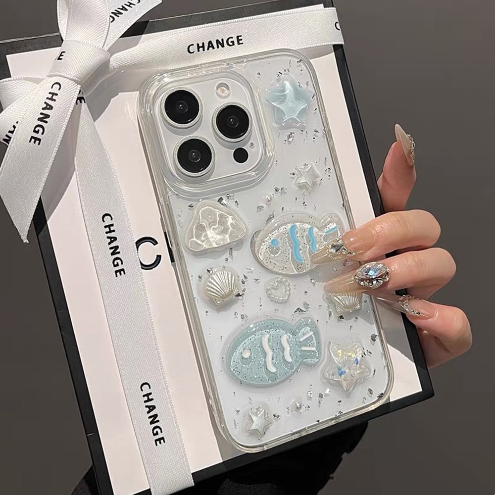 Vỏ Lập Thể Sao Cá Nhựa Ốp Lưng Điện Thoại iPhone 17 Pro Max 17 Air 16 Plus 15 14 13 12 11ProMax Bảo Vệ Toàn Diện Vỏ Bảo Vệ Chống Sốc