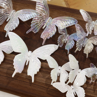 Phụ kiện bướm đuôi én 3D acrylic mạ AB, bông tai DIY, đồ trang trí treo xe, vật liệu dây điện thoại bán buôn