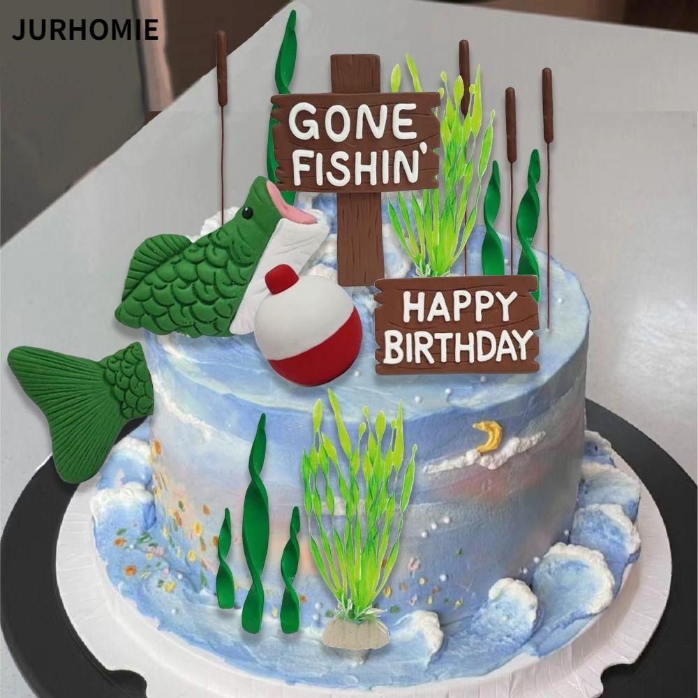 Jurhomie Cake Topper, Chủ đề câu cá bằng nhựa Pvc, DIY Clay Reed Men ...