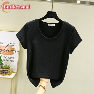 Áo thun nữ modal cotton tay ngắn áo thun mùa hè 2024 Áo sơ mi dáng rộng cổ tròn áo thun trơn Áo thường ngày