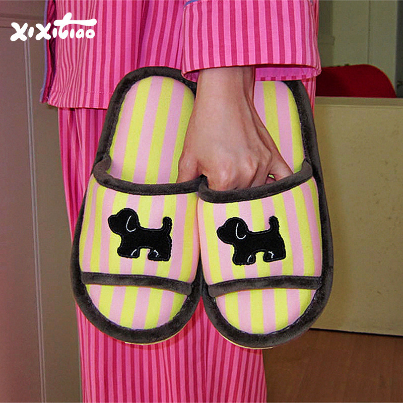 XIXITIAO Dép Vải Lanh Cotton Xuân Hè Điều Hòa Không Khí Phòng Nhà Nữ Màu Sắc Độc Đáo Phù Hợp Với Giày Sàn Sọc