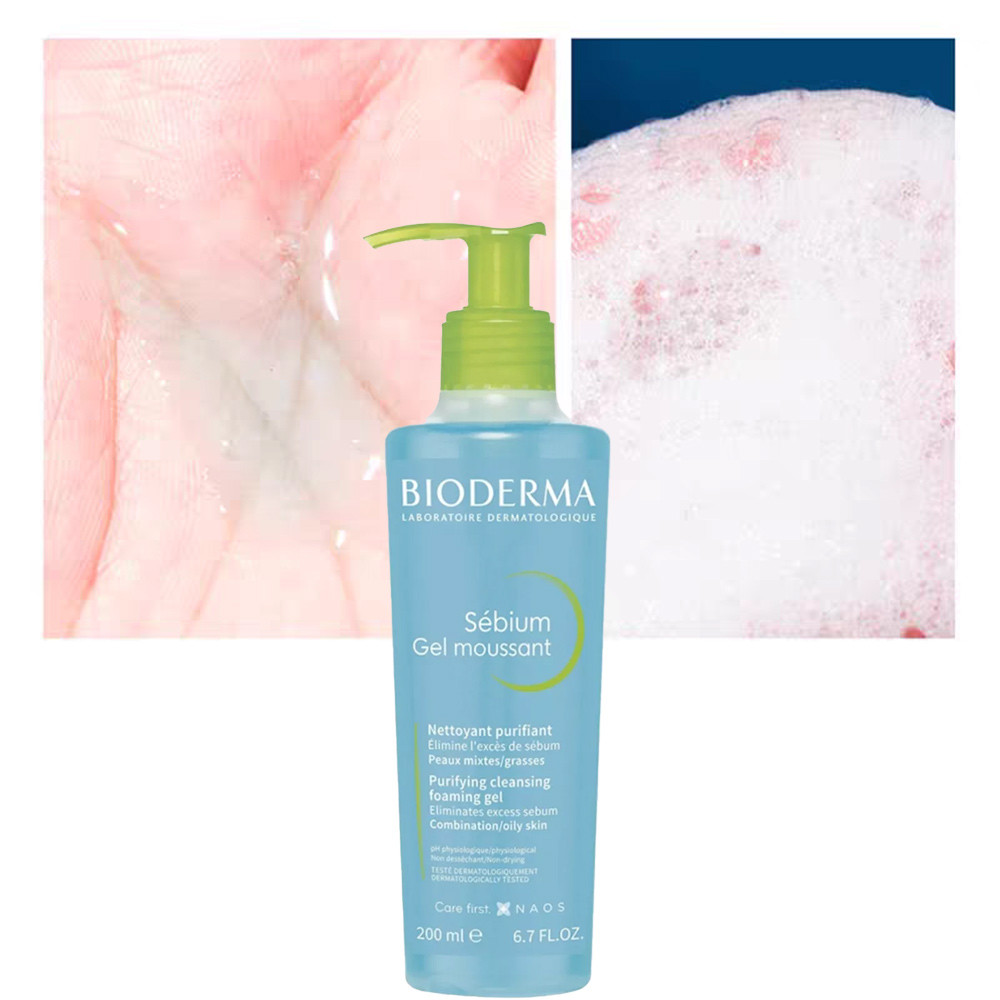 BIODERMA Sebium Gel Moussant Deep Cleansing, Oil Control Facial Cleanser for Oily Acne Skin