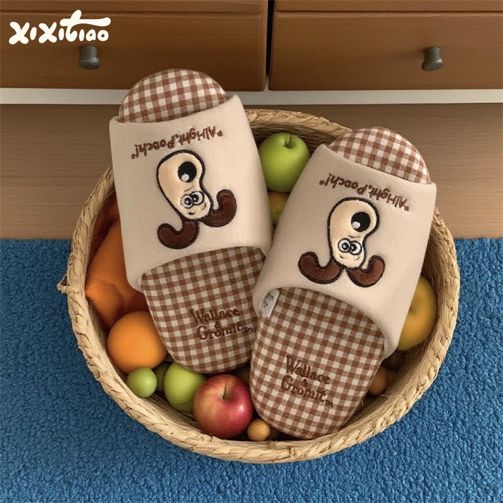 XIXITIAO Dép Vải Lanh Cotton Nữ Kẻ Sọc Độc Đáo Bốn Mùa Đa Năng Nhà Giải Trí