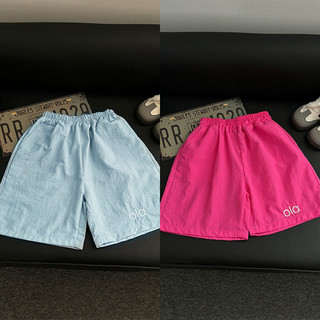 (6m-18Yrs) Quần short Nylon khô nhanh cho trẻ em - Đồ thể thao mùa hè Dopamine màu kẹo có thêu (Thiết kế đa năng Unisex)