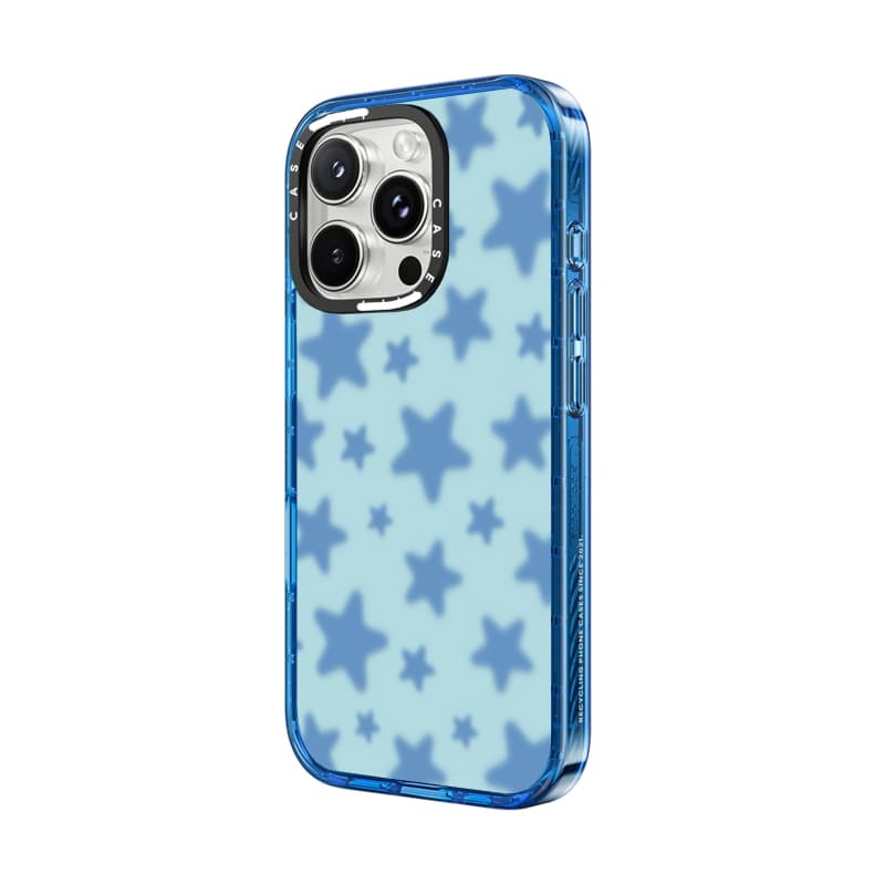 CASECASE X Blurred Stars Case Sky Blue Color Clear Hard Từ Hút Tác Động Dành Cho Apple IPhone 13 14 15 16 17 Pro Max Plus Có Hộp