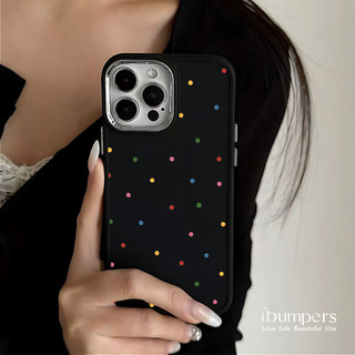 ibumpers Ốp Điện Thoại iPhone Hàn Quốc Pastel Hồng Dotty Họa Tiết Cho IPhone 16 15 14 12 13 11 Pro Max IP 7 8 Plus X XS XR Ốp Lưng Silicon Mềm Sang Chảnh Mạ Điện Chống Sốc