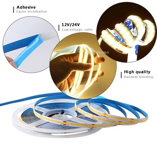 12V 24V 480LEDs / m Dải đèn LED COB mật độ cao RA90 Chiếu sáng tuyến tính không chấm có thể điều chỉnh độ sáng, Băng LED linh hoạt màu trắng mát mẻ tự nhiên ấm áp để trang trí khách sạn tại nhà