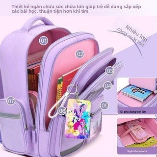 Balo học sinh tiểu học My Little Pony - chống gù nhẹ vai nhiều ngăn tiện lợi kèm quà tặng