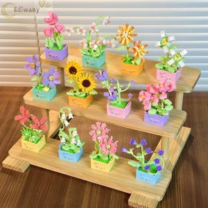 Khối xây dựng chậu hoa EDIWANY, Đồ chơi giáo dục DIY Mô hình chậu mọng nước, Gạch bé gái Đồ chơi trẻ em Bàn làm việc tại nhà Trang trí cây Bộ khối xây dựng mọng nước