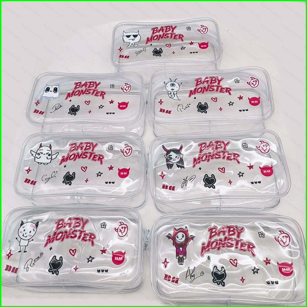 HT3 BABYMONSTER Hộp Đựng Bút Chì XEM BẠN CÓ Túi Văn Phòng Phẩm PVC Dung Tích Lớn Du Lịch Túi Trang Điểm Di Động TH3
