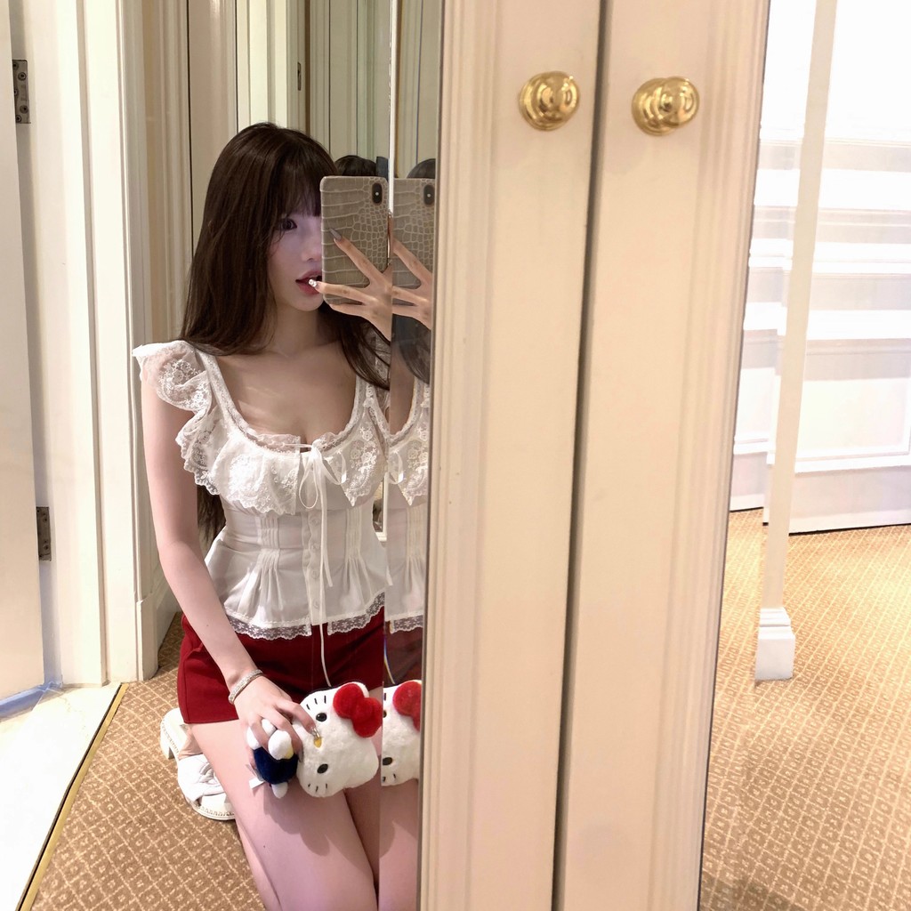 SUXI Áo sơ mi không tay màu trơn nhẹ nhàng cho nữ mùa hè