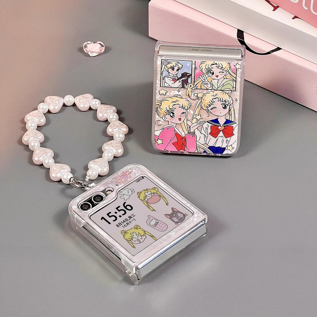 Thích Hợp Cho Samsung Galaxy ZFlip7 ZFlip6 Hoạt Hình Mới Làm Đẹp Nữ Họa Tiết Tình Yêu Vòng Tay Vỏ Điện Thoại Cho ZFlip 6 5 4 3 5G N3Flip MixFlip Dây Gấp Bảo Vệ Cứng