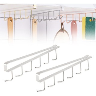Kệ Cốc Móc Treo Cốc Dưới Tủ 6 Móc Dưới Tủ Cốc Cà Phê Móc Treo Dưới Kệ Cho Cốc Đồ Dùng Nhà Bếp Phù Hợp Với Kệ Độ Dày 0 8in Hoặc Ít Hơn kim loại đa năng đơn giản chắc chắn phù hợp dùng cho gia đình căn hộ văn phòng và không gian nhỏ