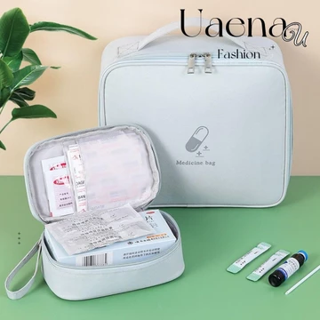 Bộ sơ cứu UAENAU, Túi đựng thuốc màu hồng / xanh / xám nhiều lớp, Bộ dụng cụ khẩn cấp gia đình dung tích lớn đa chức năng Du lịch
