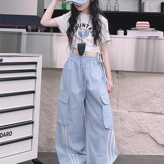 Bộ đồ bé gái phong cách hiphop cá tính – Áo thun ngắn tay + quần cargo ống rộng thời trang