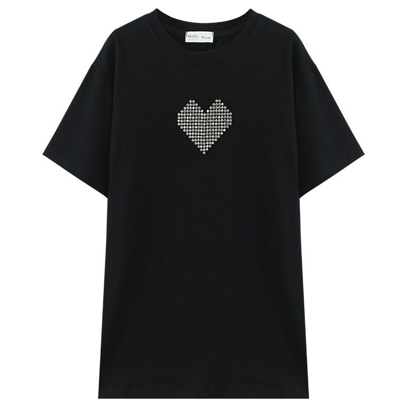 Mutu ins Loose Cotton Nguyên Chất Trái Tim Cổ Tròn Tay Ngắn Nữ Mùa Hè 2026 Thiết Kế Phong Cách Mới Niche Phù Hợp Với Tính Khí Đen Top Hợp Thời Trang