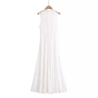 Váy trắng dài cổ tròn không tay ZARA Slim-fit