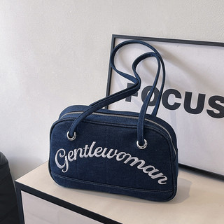 Gentlewoman Thêu Ren Túi Denim Nữ 2025 Di Động Một Vai Gối Túi Tote Thời Trang