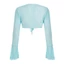 PCF * Thanh Lịch Ren Hoa Shrug Chống Nắng loe Tay Áo Mùa Hè Dây Buộc Mặt Trước Màu Trơn Crop Cardigan Cho Wo