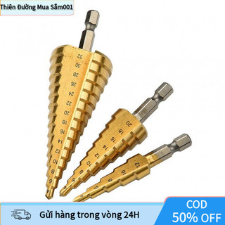 Bộ Mũi Khoan Bước HSS Thép Gió Phủ Titan Chuôi Lục Giác 4-32mm Khoan Đa Vật Liệu