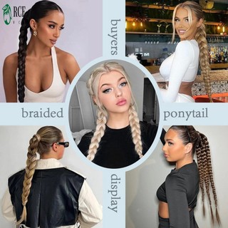 Bộ tóc giả đuôi ngựa bện 24 inch, tóc tổng hợp mềm mại, dùng hàng ngày cho nữ và bé gái