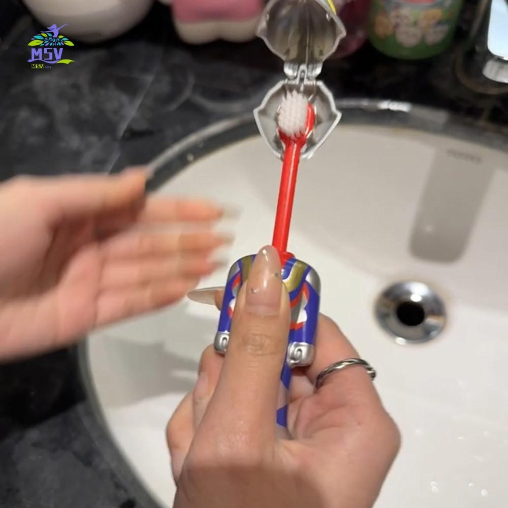 Bàn chải đánh răng co giãn hoạt hình Ultraman - Lông mềm cho trẻ em